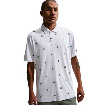 Nike Gents DriFit Par 5 Icon Stack Print Polo Shirt White - Malachite (100)